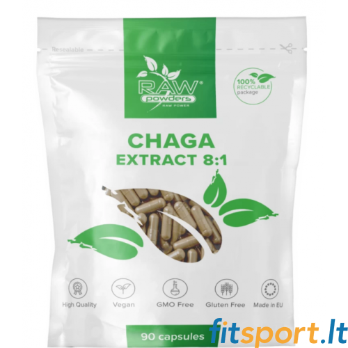 Chaga toorpulbrite 8:1 ekstrakt (500 mg. 90 kapslit) 